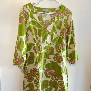 Boden linen floral tunic shift dress size 8